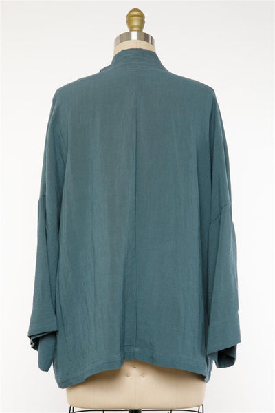 Washed Rayon Two Pocket Kimono Cardigan In Steel Blue – Shop at