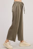 Stay Minimal Soft and Relaxed Wide Leg Drawstring Pant in Olive