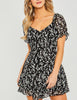 Flirty & Floral Puffy Sleeved Romper in Black