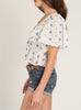 Coral Petals Short Sleeve Crop Top Blouse (Assorted Colors)