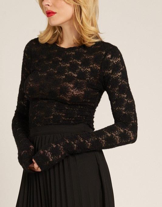 Pretty In Lace Long Sleeve Slim Fit Crop Top