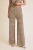 Cafe Monroe Ribbed Wide Leg Striped Pants