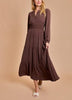 Victrola Pleated Style Long Sleeve Maxi Dress