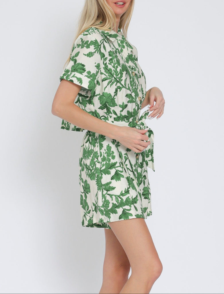 Irish Spring Short Sleeve Belted Romper