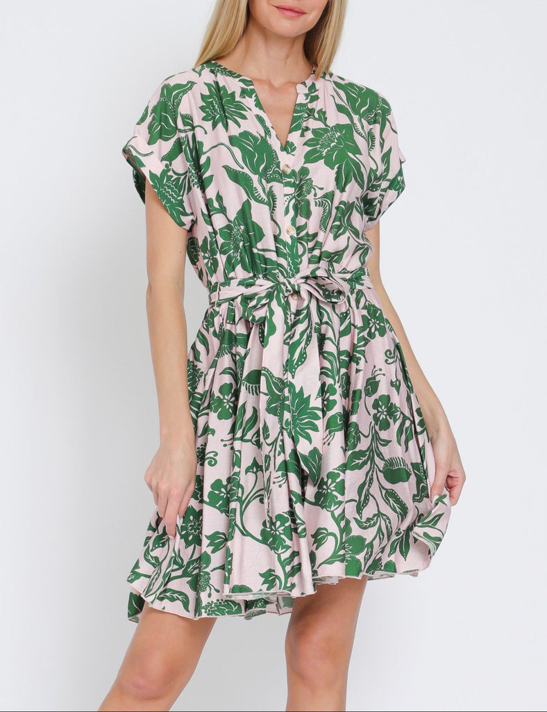 Petal Picnic Button Down Tie Waist Mini Dress