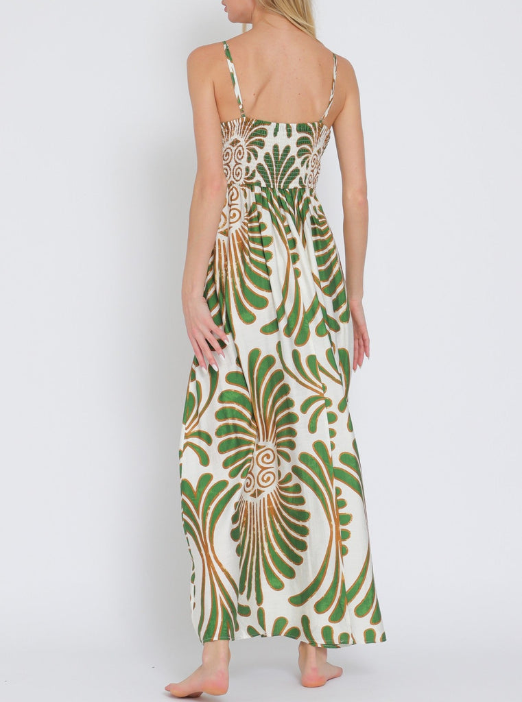 Jungle Gypsy Smocked Back Maxi Dress