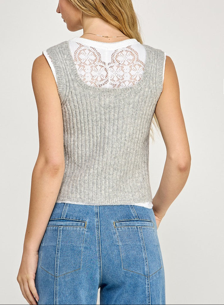 Cozyloom Cropped Sweater Vest (Assorted)