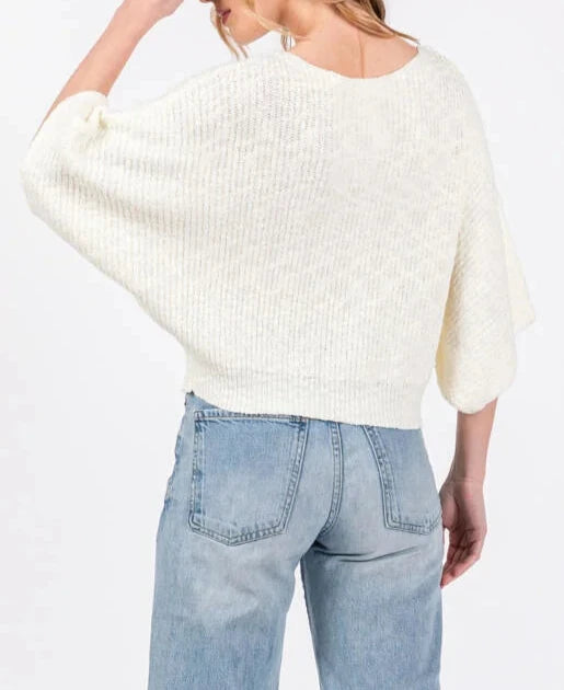 Darcy Oversized Batwing Cropped Sweater Top