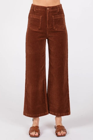 Amiah Twill Wide Leg Pants in Terracotta