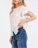 Isla Ruffle Short Sleeve Button Down Blouse