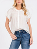 Isla Ruffle Short Sleeve Button Down Blouse