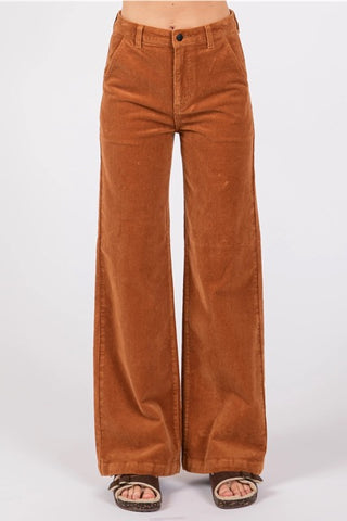 Amiah Twill Wide Leg Pants in Terracotta