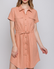 Paige Button Down Tie Waist Short Sleeve Dress (Assorted Colors)