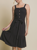 Brooke Button Front Tie Waist Sleeveless Dress