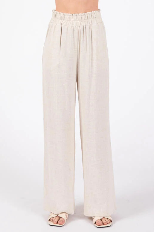 Lyrica Elastic Waist Wide Leg Pant (Assorted Colors)