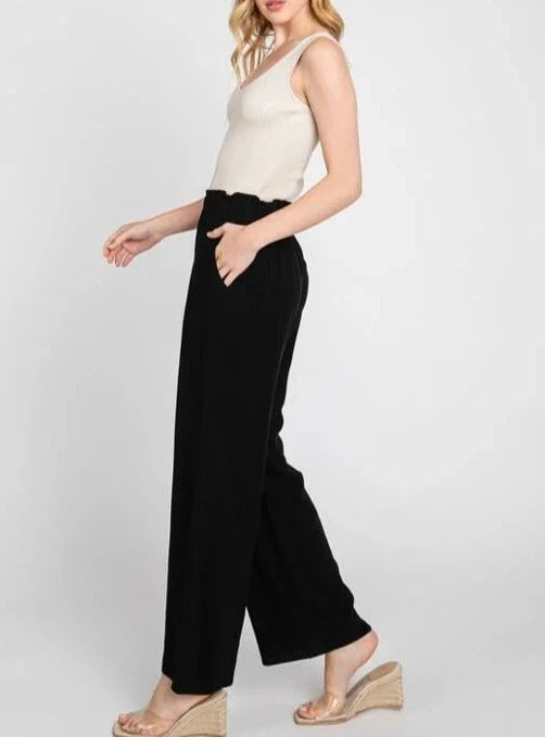 Lyrica Elastic Waist Wide Leg Pant (Assorted Colors)