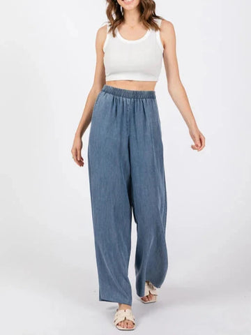 Amiah Twill Wide Leg Pants in Terracotta