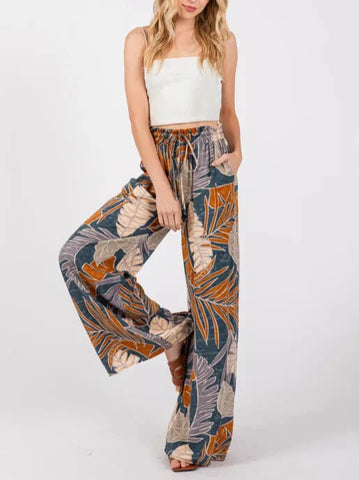 Amiah Twill Wide Leg Pants in Terracotta