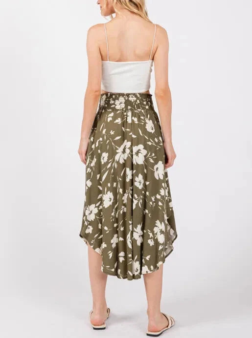 Olive Fields Smocked Waist Midi Skirt