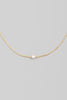 Dainty Single White Bead Gold Necklace