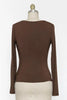 Eva V-Neck Double Layer Comfy Long Sleeve Top (Assorted Colors)