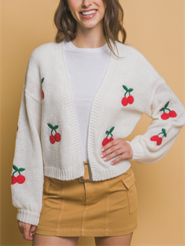 Cherry on Top Cropped Knit Sweater Cardigan (Assorted)