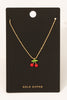 Red Cherry Dainty Charm Necklace in Gold