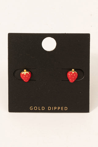 Opal and Double Rhinestone Stud Earrings in Gold