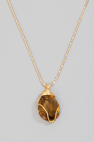 White Heart Eye Necklace in Gold