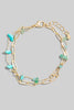 Dainty Layered Turquoise Adjustable Chain Bracelet in Gold