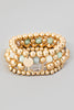 Stretch Beaded Layering Rhinestone Bracelet Set in Mint