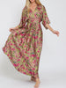 Tropical Escape Silk V-Neck Kimono Dress in Mauve/Passion