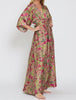 Tropical Escape Silk V-Neck Kimono Dress in Mauve/Passion