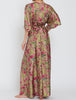 Tropical Escape Silk V-Neck Kimono Dress in Mauve/Passion