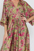 Tropical Escape Silk V-Neck Kimono Dress in Mauve/Passion