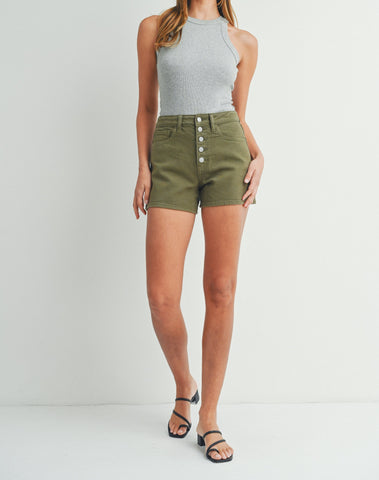 Kensie Button Front Collared Tank Top in Taupe