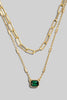 Double Layered Gem Pendant Necklace (Assorted)