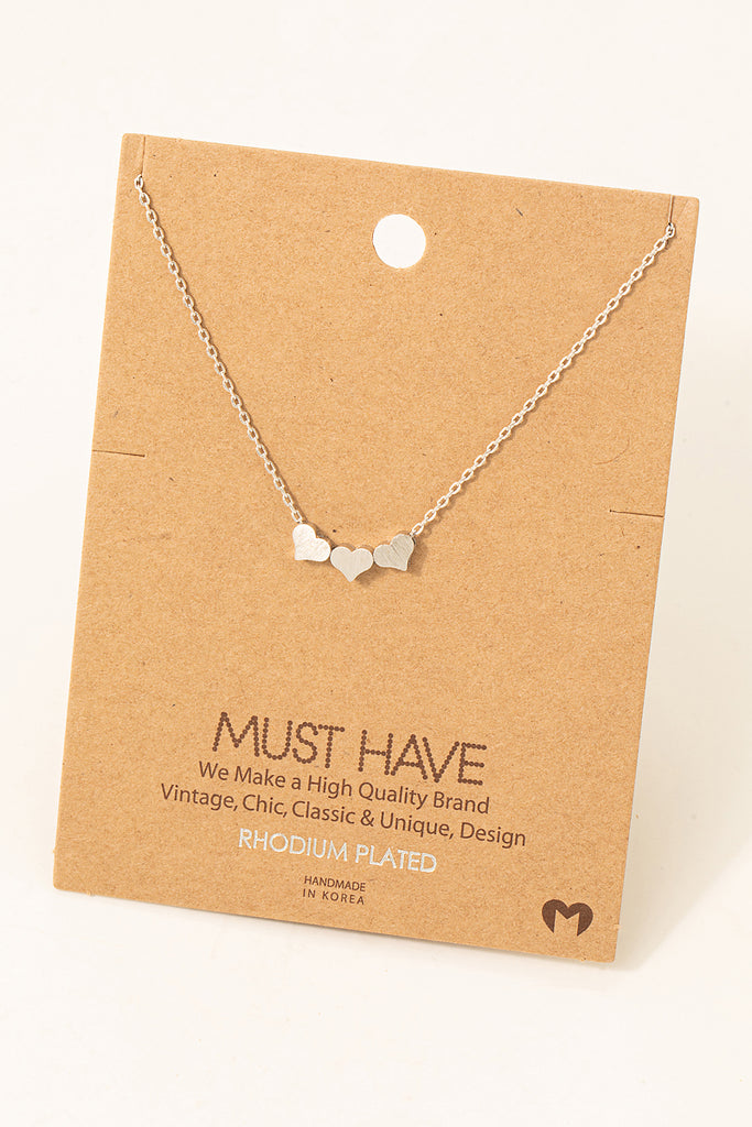 Dainty Triple String of Hearts Necklace (Gold/Silver)