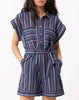 Blue Electrique Woven Romper with Tie Waist