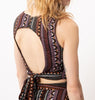 Noir Embroidery Open Tie-Back Vest in Mulitcolor