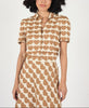 Love Me Do Short Sleeve Heart Print Button Up Top