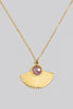 Amethyst Gold Fan Pendant Necklace