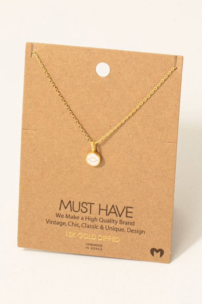 Dainty Smiley Face Necklace in Gold (Assorted)