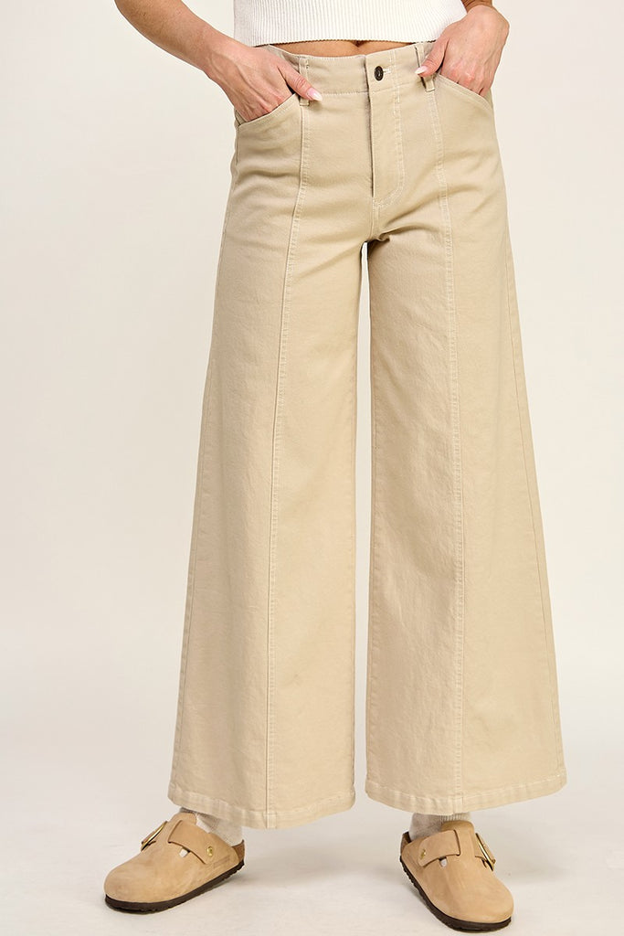 Sandy Dune Clean Seamed High-Rise Wide Leg Jeans