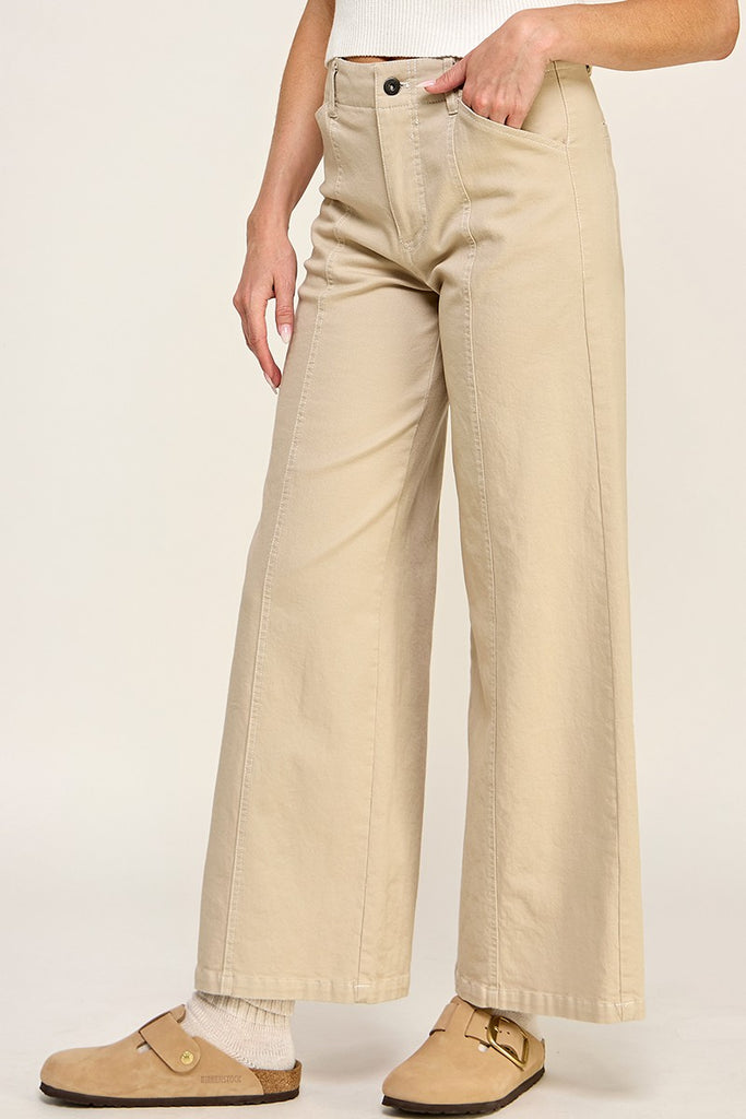 Sandy Dune Clean Seamed High-Rise Wide Leg Jeans