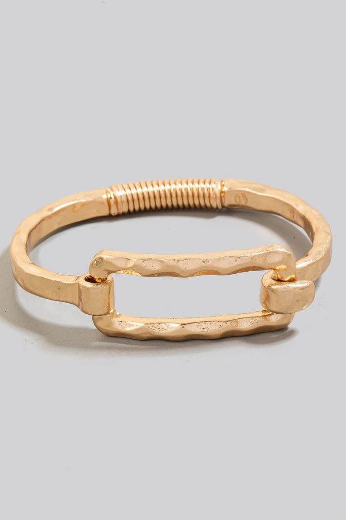 Hammered Spring Hinge Clasp Bangle in Gold (Assorted)