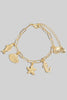 Sea Life Adjustable Charm Bracelet in Gold