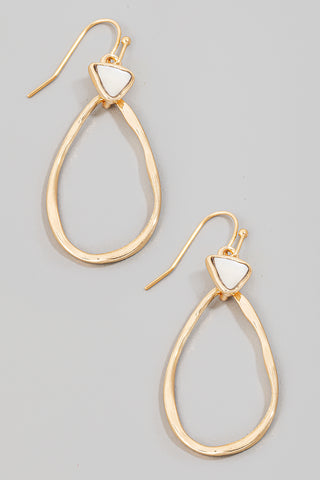 Hexagon Hammered Earrings in Gold