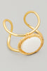 Pearl Disc Wire Wrap Statement Ring in Gold