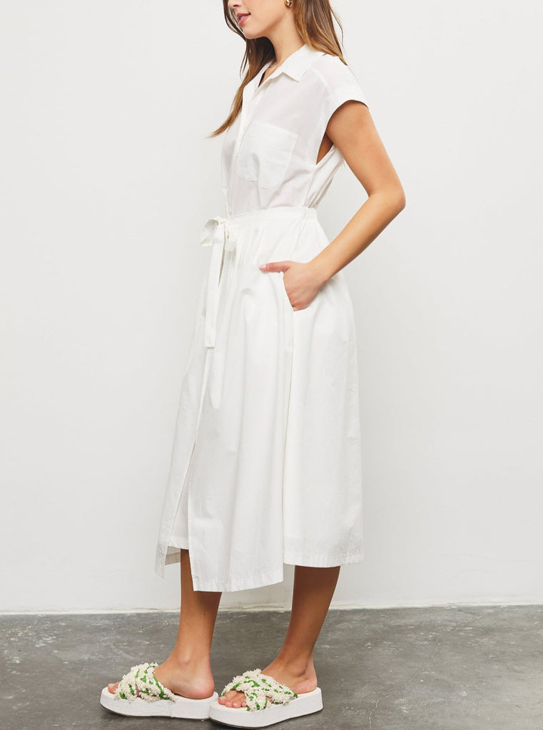 Roman Holiday Front Tie Wrap Dress in White